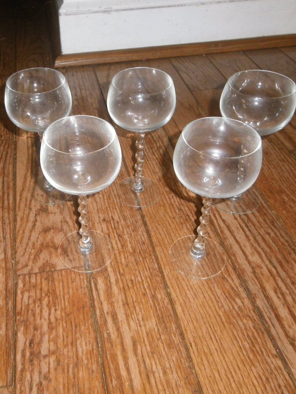 6 Vintage Tall Petite Wine Glasses w/ Swirled Stems
